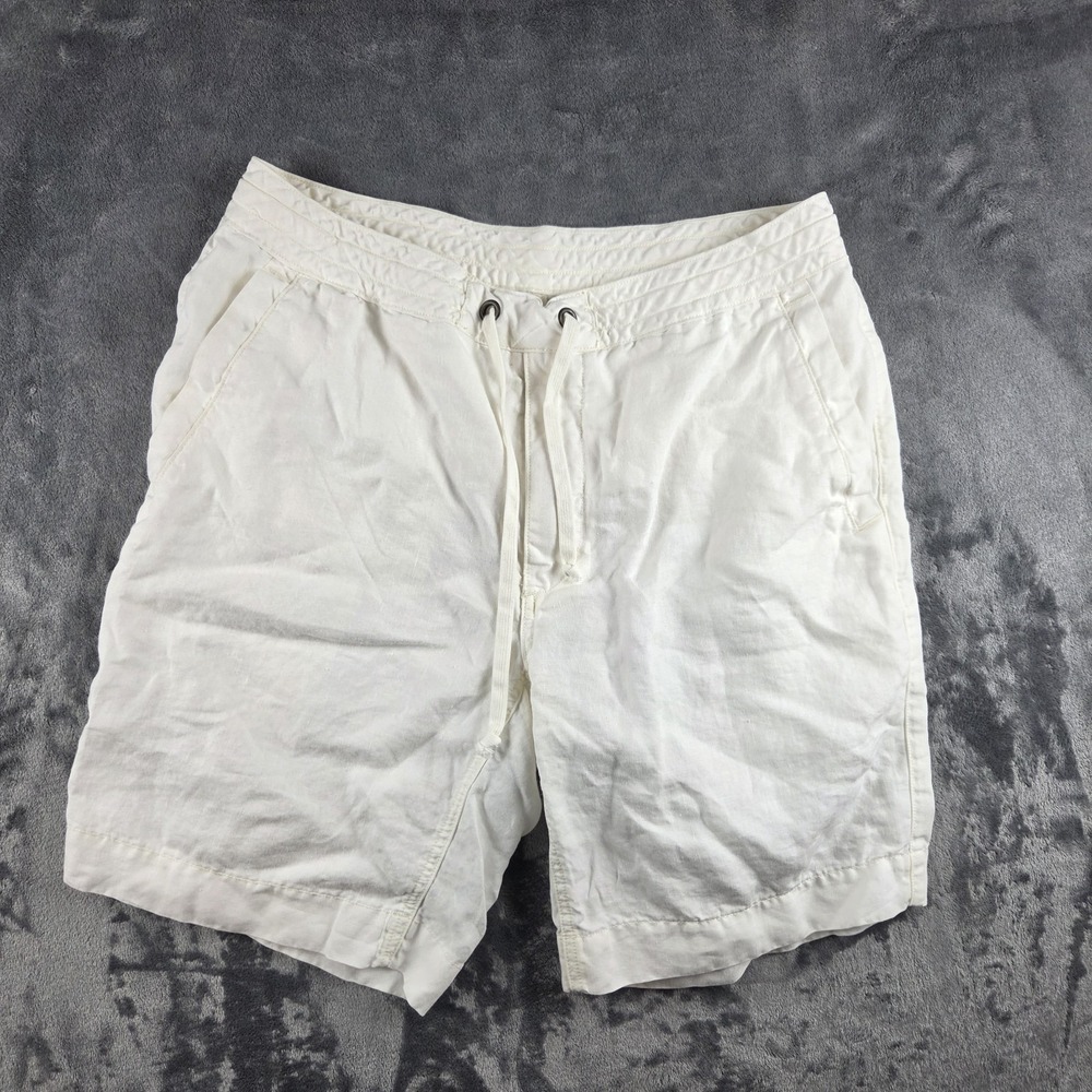 Polo Ralph Lauren Classic Fit Linen White Shorts Men's Medium 8.5" In Drawstring